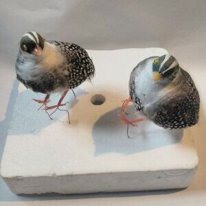 Decorative Faux Bird Figurine Quail Partridge Feathers Lot 2